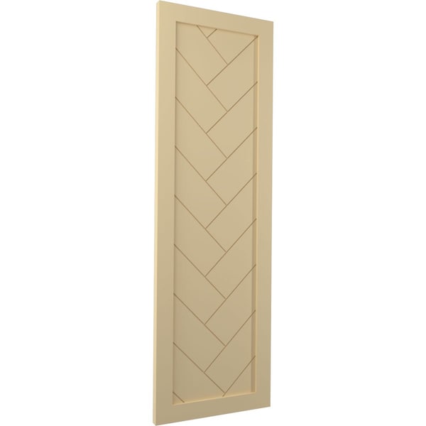 Ekena Millwork True Fit PVC Single Panel Herringbone Modern Style Fixed Mount Shutters, Natural Twine, 18W x 72H, PR - TFP001HB18X072NT