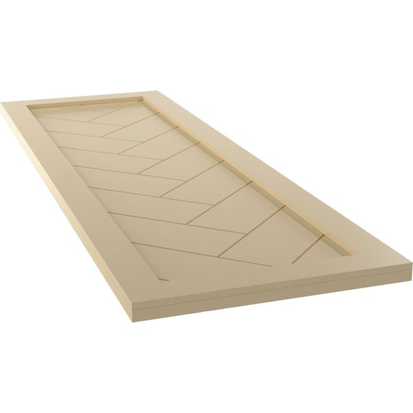 Ekena Millwork True Fit PVC Single Panel Herringbone Modern Style Fixed Mount Shutters, Natural Twine, 18W x 72H, PR - TFP001HB18X072NT