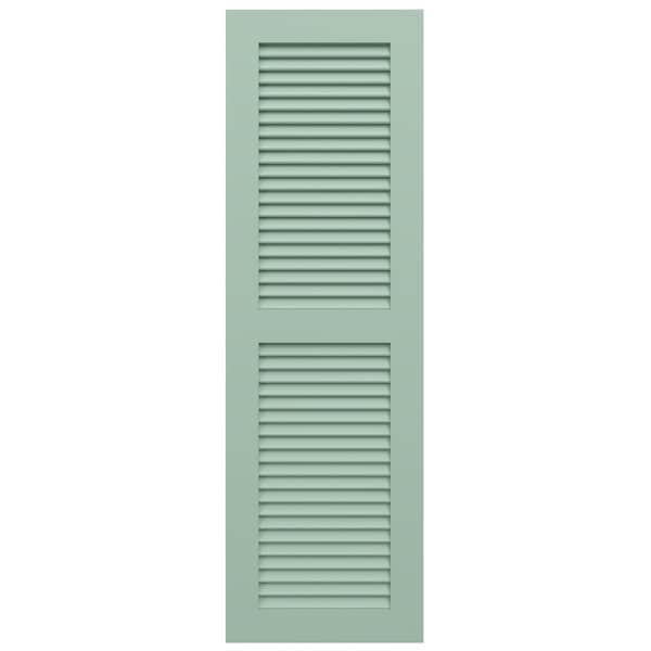 Ekena Millwork True Fit PVC, Two Equal Louver Shutters, Seaglass, 12W x 54H, PR - TFP101LVF12X054SG