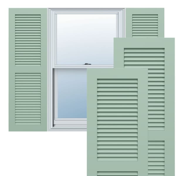 Ekena Millwork True Fit PVC, Two Equal Louver Shutters, Seaglass, 12W x 54H, PR - TFP101LVF12X054SG