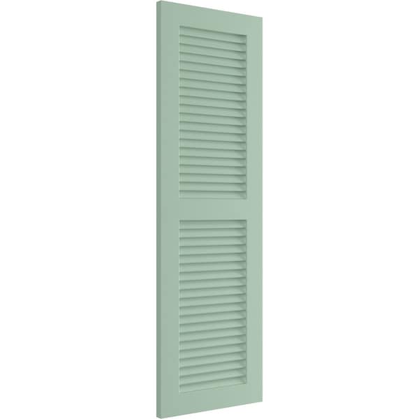 Ekena Millwork True Fit PVC, Two Equal Louver Shutters, Seaglass, 12W x 54H, PR - TFP101LVF12X054SG