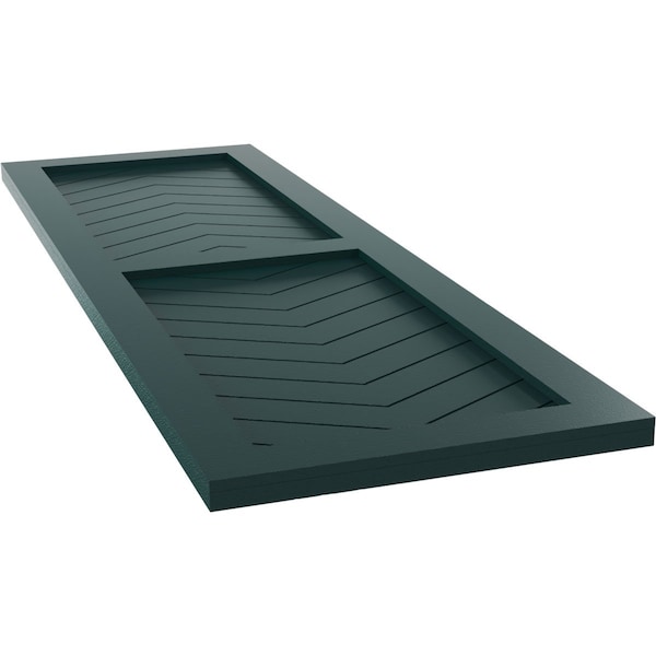 Ekena Millwork True Fit PVC Two Panel Chevron Modern Style Fixed Mount Shutters, Thermal Green, 18W x 26H, PR - TFP101CV18X026FG