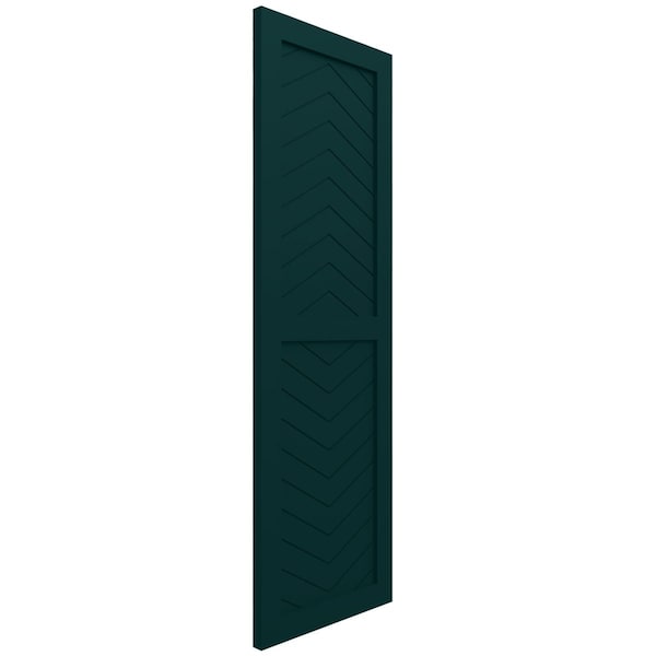 Ekena Millwork True Fit PVC Two Panel Chevron Modern Style Fixed Mount Shutters, Thermal Green, 18W x 26H, PR - TFP101CV18X026FG