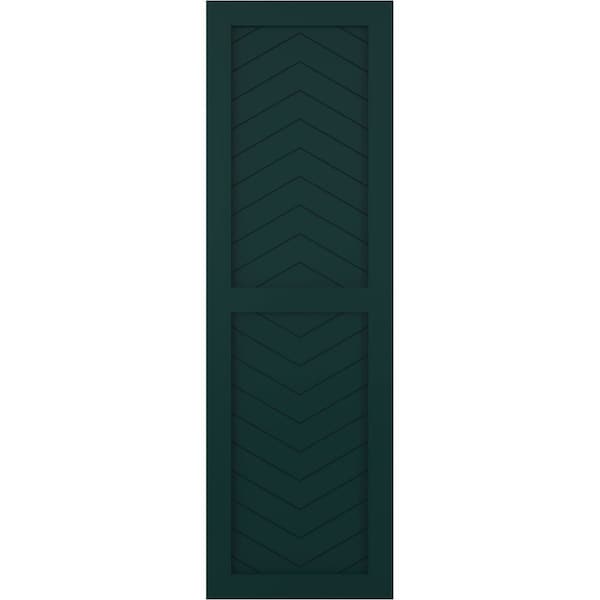 Ekena Millwork True Fit PVC Two Panel Chevron Modern Style Fixed Mount Shutters, Thermal Green, 18W x 26H, PR - TFP101CV18X026FG