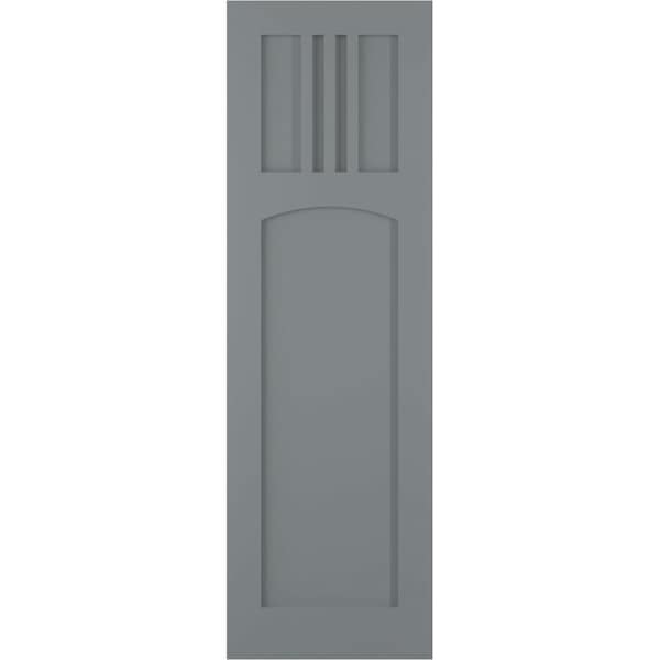 Ekena Millwork True Fit PVC San Miguel Mission Style Fixed Mount Shutters, Ocean Swell, 15W x 39H, PR - TFP001SM15X039CH