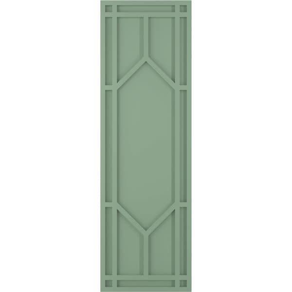 Ekena Millwork True Fit PVC Shaker Fixed Mount Shutters, Track Green, 15W x 61H, PR - TFP001SK15X061TG