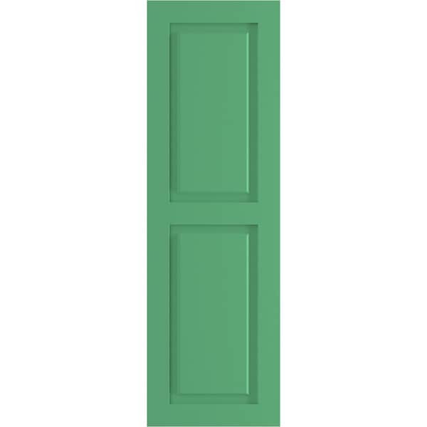 Ekena Millwork True Fit PVC, Two Equal Raised Panel Shutters, Lilly Pads, 18W x 60H, PR - TFP101RPF18X060LP