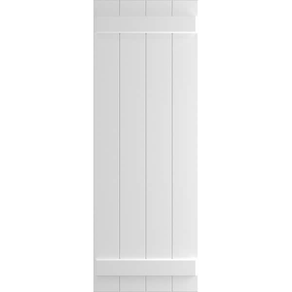 Ekena Millwork True Fit PVC Four Board Joined Board-n-Batten Shutters, Unfinished, 21 1/2W x 30H, PR - TFP101BBF21X030UN