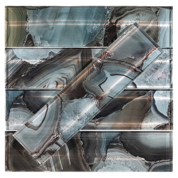Andova Tiles Myst 3 in. x 12 in. Glass Marble Look Subway Wall Tile - SAM-ANDMYS247