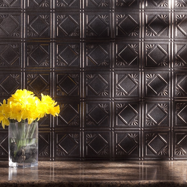 Fasade Fasade 18in x 24in Traditional 4 Smoked Pewter Backsplash Panel 5pk - PB5127