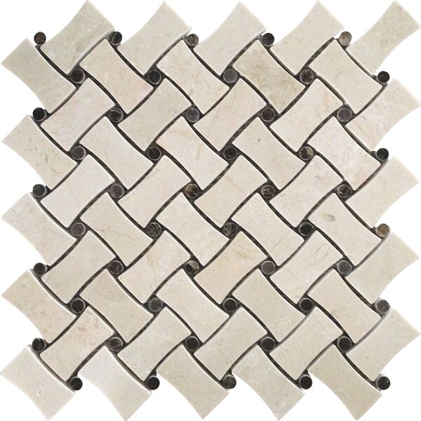 Apollo Tile Crema&Emperador Dog Bone Bskt Weave 4.20Sq.ft 11 in. X11 in. Mrbl Msic Tile, 5PK - APLVL99B26EC55
