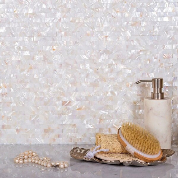 Apollo Tile Pearl Brick Mosaic 18.52 sq.ft 11.3 in. x11.8 in. Shell Tile, 20PK - APLSMA99004EC48