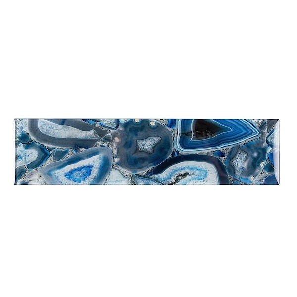 Apollo Tile 3X12 Blue Agate Subway Glass Tile 5 Sq.Ft, 20PK - AG-02BL