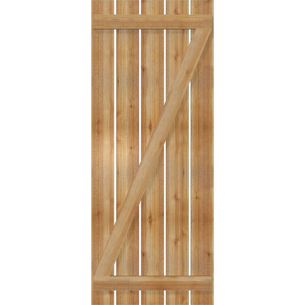 Ekena Millwork Spaced Board-n-Batten Shutters w/Z-Bar, Rough Sawn Western Red Cedar, 28 7/8W x 72H, PR - RBS06Z29X072RWR
