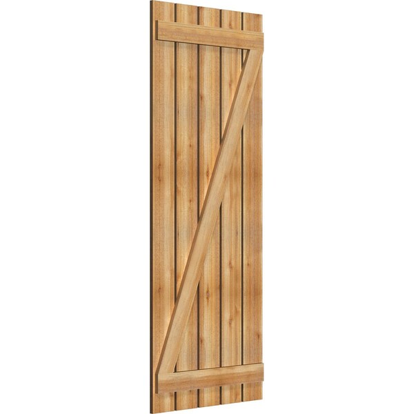 Ekena Millwork Spaced Board-n-Batten Shutters w/Z-Bar, Rough Sawn Western Red Cedar, 28 7/8W x 72H, PR - RBS06Z29X072RWR