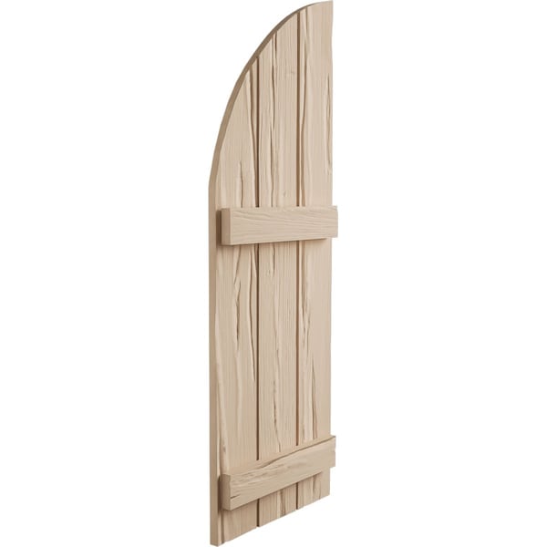 Ekena Millwork Riverwood 3 Board Joined Board-n-Batten w/Quarter Round Arch Top Faux Wood Shutters, 16 1/2"W x 64"H - SHUBJQ16X64RWPR
