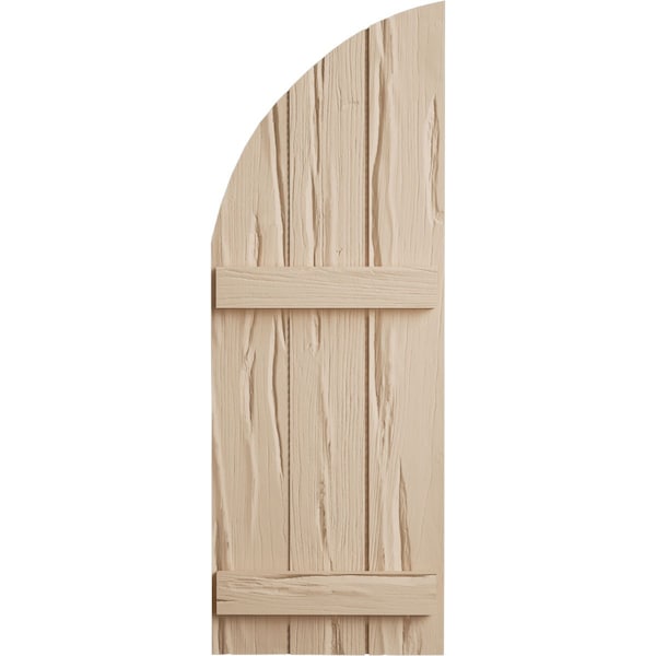 Ekena Millwork Riverwood 3 Board Joined Board-n-Batten w/Quarter Round Arch Top Faux Wood Shutters, 16 1/2"W x 64"H - SHUBJQ16X64RWPR
