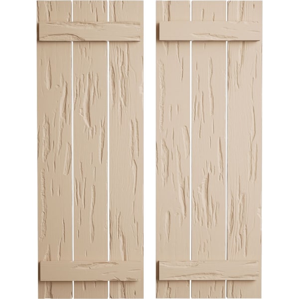 Ekena Millwork Rustic Three Board Spaced Board-n-Batten Pecky Cypress Faux Wood Shutters, 17 1/2"W x 26"H - SHUBSS17X26PCPR