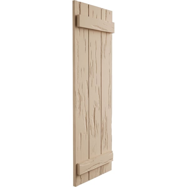 Ekena Millwork Rustic Three Board Spaced Board-n-Batten Pecky Cypress Faux Wood Shutters, 17 1/2"W x 26"H - SHUBSS17X26PCPR