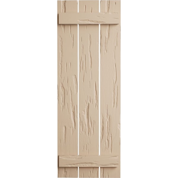 Ekena Millwork Rustic Three Board Spaced Board-n-Batten Pecky Cypress Faux Wood Shutters, 17 1/2"W x 26"H - SHUBSS17X26PCPR