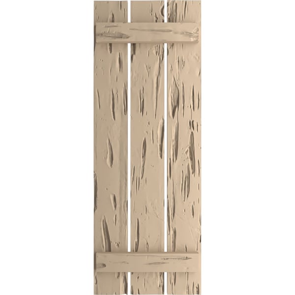 Ekena Millwork Rustic Three Board Spaced Board-n-Batten Pecky Cypress Faux Wood Shutters, 17 1/2"W x 26"H - SHUBSS17X26PCPR