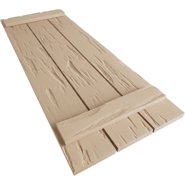 Ekena Millwork Rustic Three Board Spaced Board-n-Batten Pecky Cypress Faux Wood Shutters, 17 1/2"W x 26"H - SHUBSS17X26PCPR
