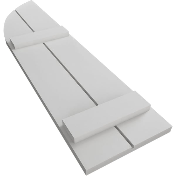 Ekena Millwork Smooth 2 Board Joined Board-n-Batten w/Quarter Round Arch Top Faux Wood Shutters, 11W x 66H, PR - SHUBJQ11X66SMPR
