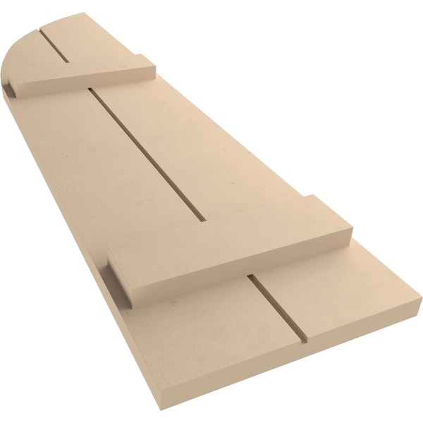 Ekena Millwork Smooth 2 Board Joined Board-n-Batten w/Quarter Round Arch Top Faux Wood Shutters, 11W x 66H, PR - SHUBJQ11X66SMPR