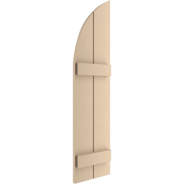 Ekena Millwork Smooth 2 Board Joined Board-n-Batten w/Quarter Round Arch Top Faux Wood Shutters, 11W x 66H, PR - SHUBJQ11X66SMPR