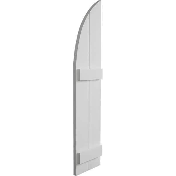 Ekena Millwork Smooth 2 Board Joined Board-n-Batten w/Quarter Round Arch Top Faux Wood Shutters, 11W x 66H, PR - SHUBJQ11X66SMPR