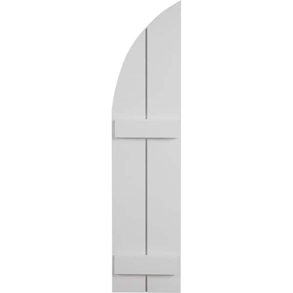 Ekena Millwork Smooth 2 Board Joined Board-n-Batten w/Quarter Round Arch Top Faux Wood Shutters, 11W x 66H, PR - SHUBJQ11X66SMPR