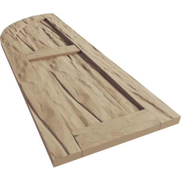 Ekena Millwork Riverwood 2 Equal Flat Panel w/Quarter Round Arch Top Faux Wood Shutters, 12W x 44H, 32 Low Side, PR - SHUFPQ12X44RWPR