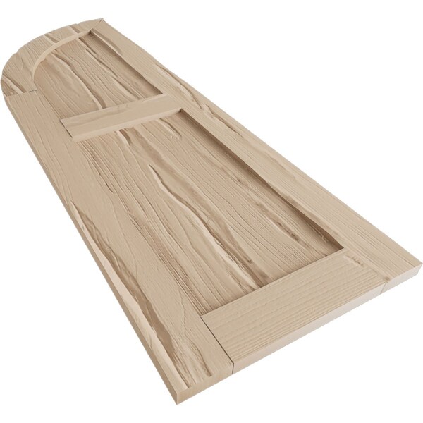 Ekena Millwork Riverwood 2 Equal Flat Panel w/Quarter Round Arch Top Faux Wood Shutters, 12W x 44H, 32 Low Side, PR - SHUFPQ12X44RWPR