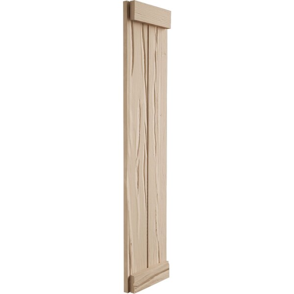 Ekena Millwork Rustic Two Board Joined Board-n-Batten Riverwood Faux Wood Shutters w/End Batten, 11W x 56H, PR - SHUBJE11X56RWPR
