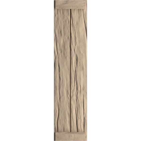Ekena Millwork Rustic Two Board Joined Board-n-Batten Riverwood Faux Wood Shutters w/End Batten, 11W x 56H, PR - SHUBJE11X56RWPR