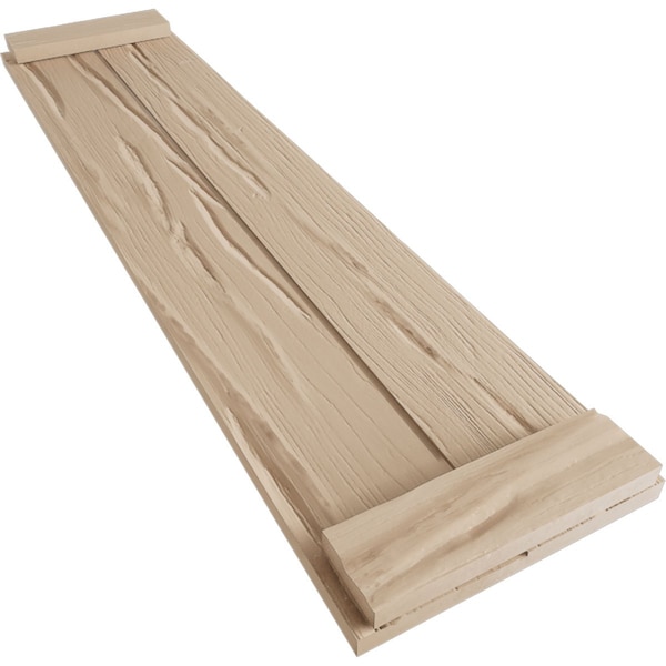 Ekena Millwork Rustic Two Board Joined Board-n-Batten Riverwood Faux Wood Shutters w/End Batten, 11W x 56H, PR - SHUBJE11X56RWPR