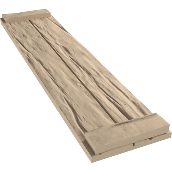 Ekena Millwork Rustic Two Board Joined Board-n-Batten Riverwood Faux Wood Shutters w/End Batten, 11W x 56H, PR - SHUBJE11X56RWPR