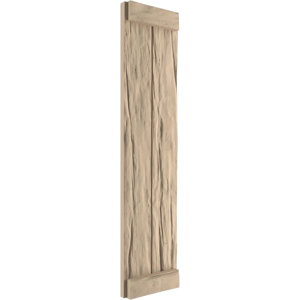 Ekena Millwork Rustic Two Board Joined Board-n-Batten Riverwood Faux Wood Shutters w/End Batten, 11W x 56H, PR - SHUBJE11X56RWPR