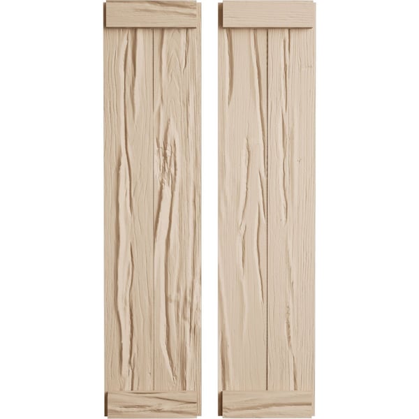 Ekena Millwork Rustic Two Board Joined Board-n-Batten Riverwood Faux Wood Shutters w/End Batten, 11W x 56H, PR - SHUBJE11X56RWPR