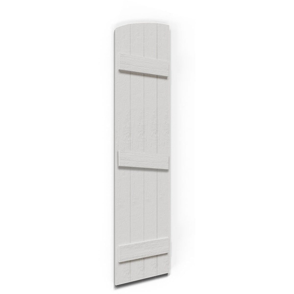 Ekena Millwork Rustic 4 Board Joined Board-n-Batten Faux Wood Shutters w/Elliptical Arch Top, 21 1/2W x 94H, PR - FBJ06E21X094RUF