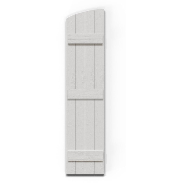 Ekena Millwork Rustic 4 Board Joined Board-n-Batten Faux Wood Shutters w/Elliptical Arch Top, 21 1/2W x 94H, PR - FBJ06E21X094RUF