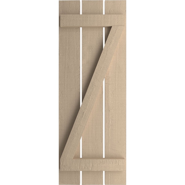Ekena Millwork Rustic Three Board Spaced Board-n-Batten Rough Cedar Faux Wood Shutters w/Z-Board, 17 1/2W x 60H, PR - SHUBSZ17X60RCPR