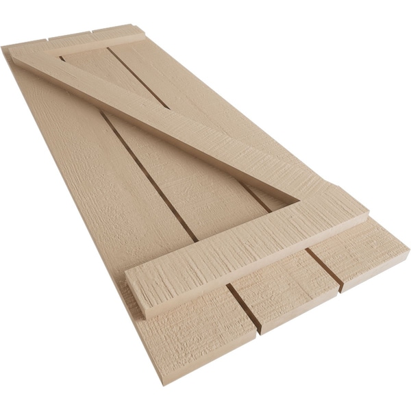 Ekena Millwork Rustic Three Board Spaced Board-n-Batten Rough Cedar Faux Wood Shutters w/Z-Board, 17 1/2W x 60H, PR - SHUBSZ17X60RCPR
