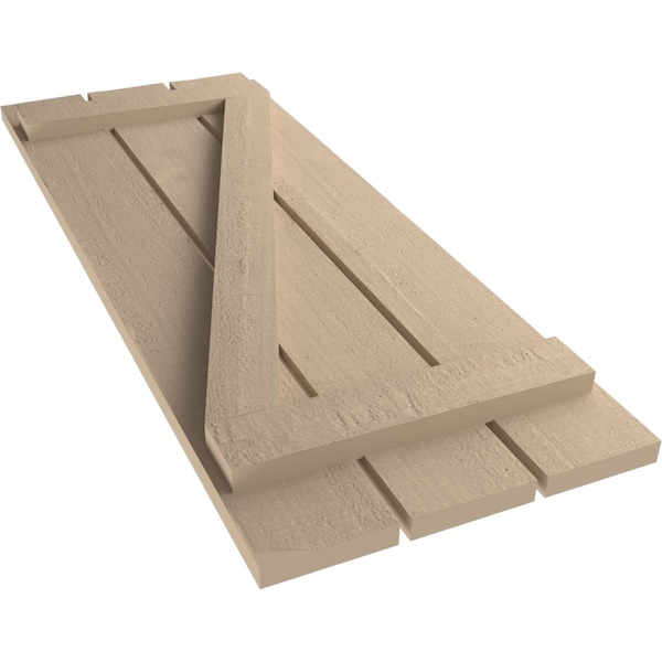Ekena Millwork Rustic Three Board Spaced Board-n-Batten Rough Cedar Faux Wood Shutters w/Z-Board, 17 1/2W x 60H, PR - SHUBSZ17X60RCPR