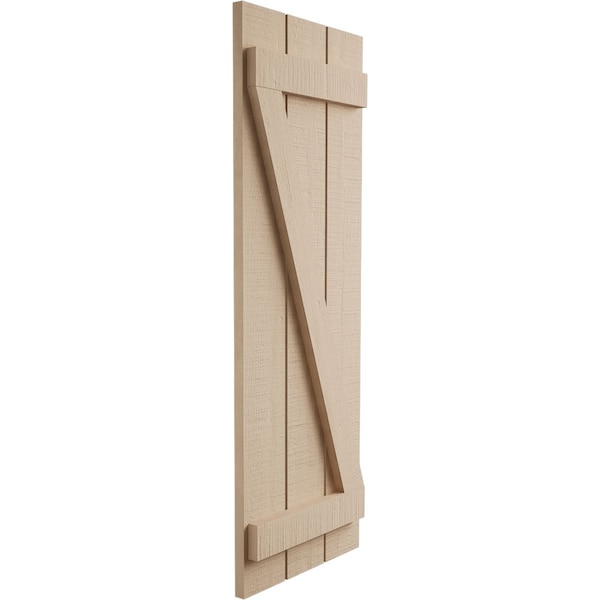 Ekena Millwork Rustic Three Board Spaced Board-n-Batten Rough Cedar Faux Wood Shutters w/Z-Board, 17 1/2W x 60H, PR - SHUBSZ17X60RCPR