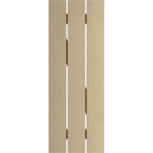 Ekena Millwork Rustic Three Board Spaced Board-n-Batten Rough Cedar Faux Wood Shutters w/Z-Board, 17 1/2W x 60H, PR - SHUBSZ17X60RCPR