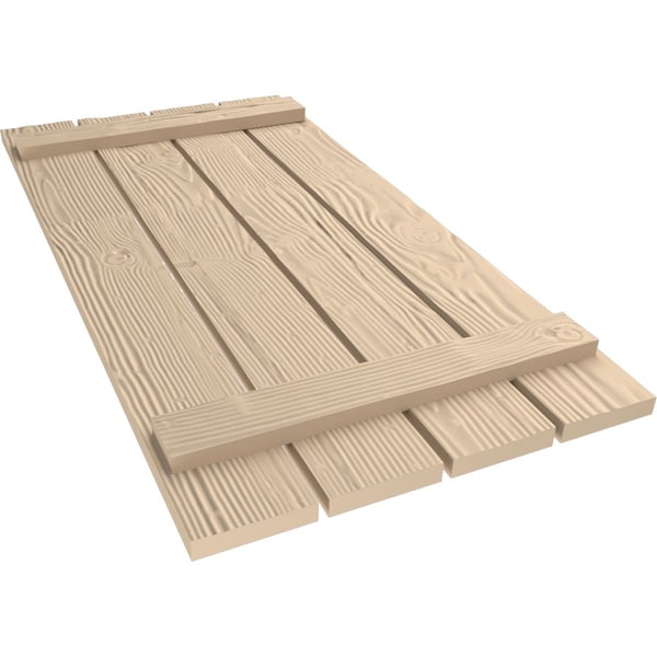 Ekena Millwork Rustic Four Board Spaced Board-n-Batten Sandblasted Faux Wood Shutters, 23 1/2W x 34H, PR - SHUBSS23X34SDPR