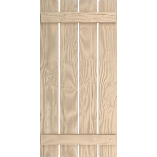 Ekena Millwork Rustic Four Board Spaced Board-n-Batten Sandblasted Faux Wood Shutters, 23 1/2W x 34H, PR - SHUBSS23X34SDPR
