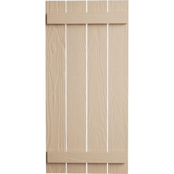 Ekena Millwork Rustic Four Board Spaced Board-n-Batten Sandblasted Faux Wood Shutters, 23 1/2W x 34H, PR - SHUBSS23X34SDPR