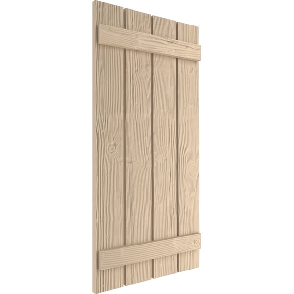 Ekena Millwork Rustic Four Board Spaced Board-n-Batten Sandblasted Faux Wood Shutters, 23 1/2W x 34H, PR - SHUBSS23X34SDPR